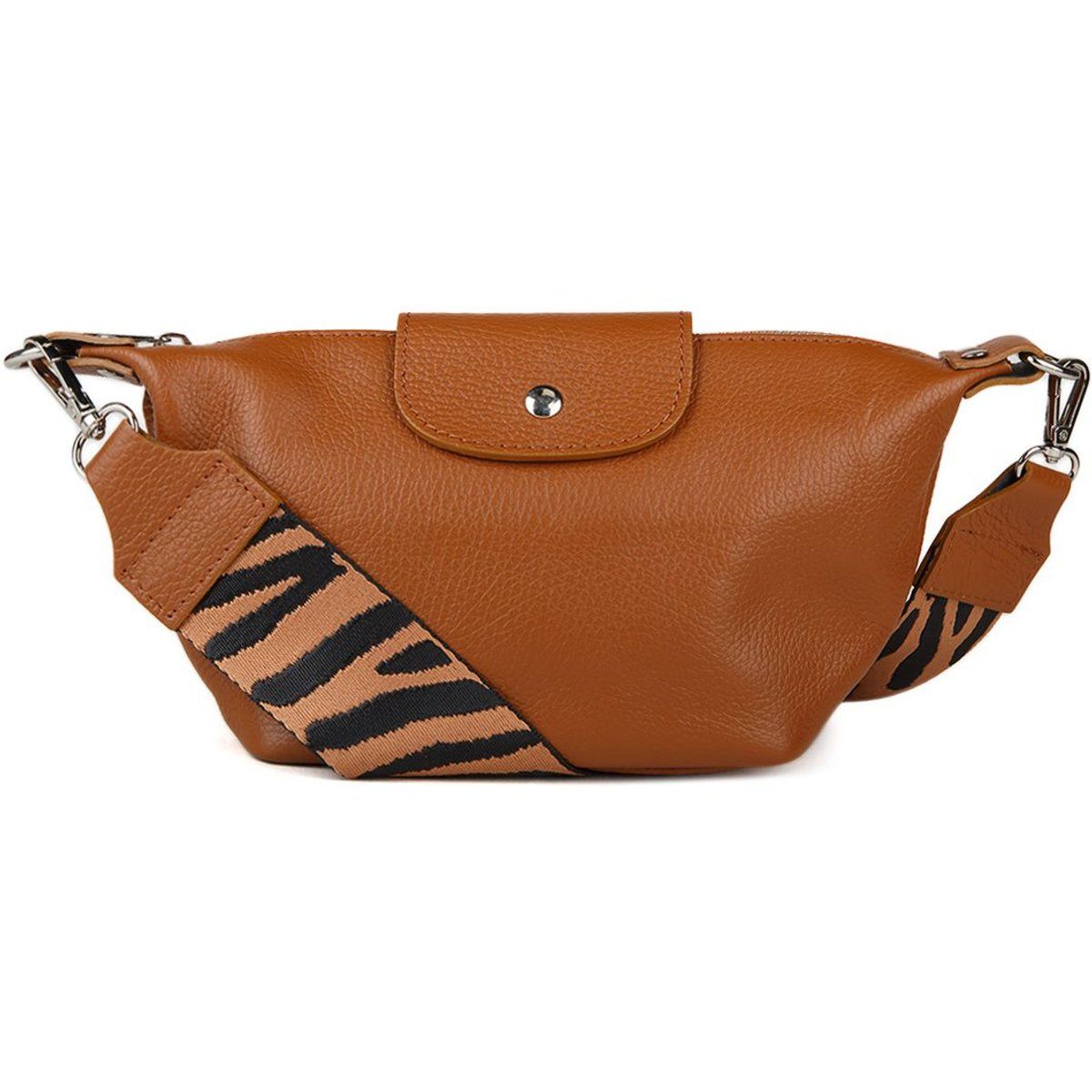 Gekörnte Leder-Gürteltasche mit Tiger-Gurt