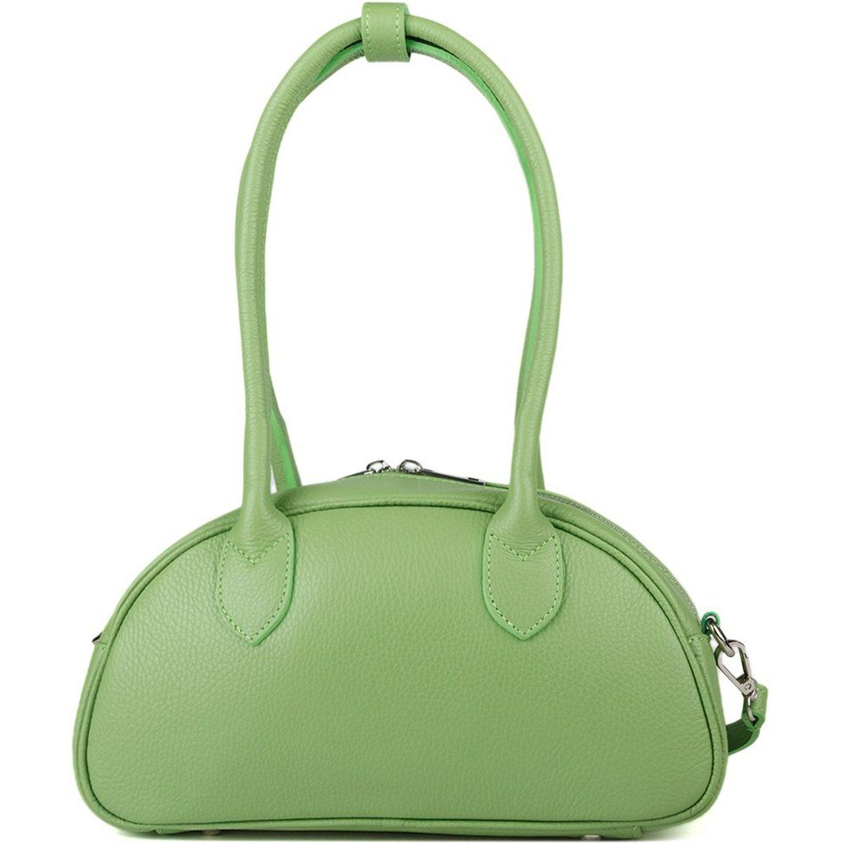 Geprägte Leder-Schultertasche in Halbmondform