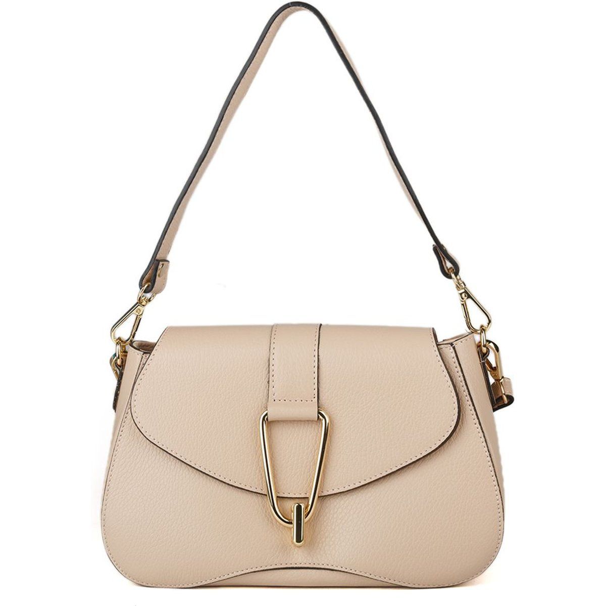 Leder-Schultertasche mit Metallverschluss