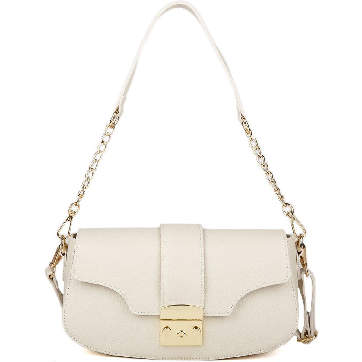 Leder-Schultertasche mit Klappe