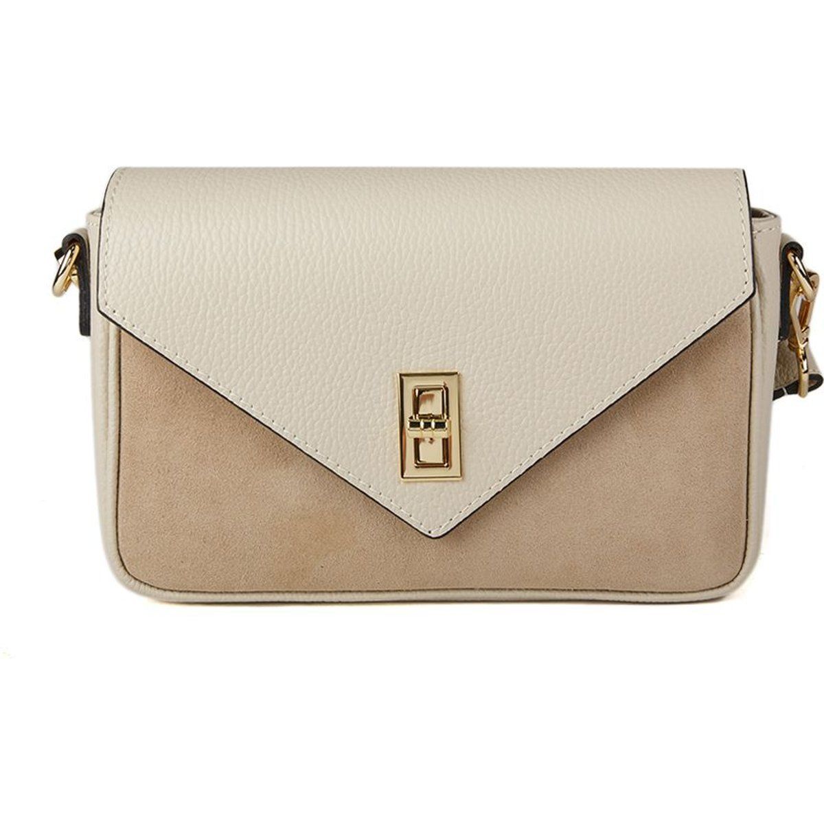 Zweifarbige Tasche mit Umschlagklappe