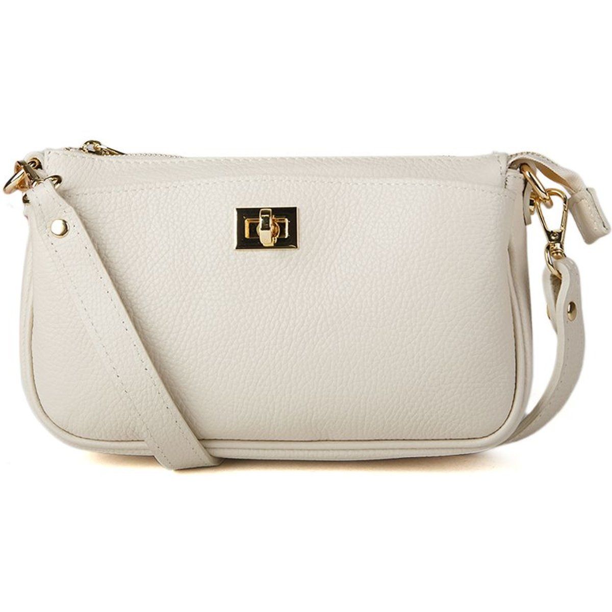 Schultertasche aus genarbtem Leder