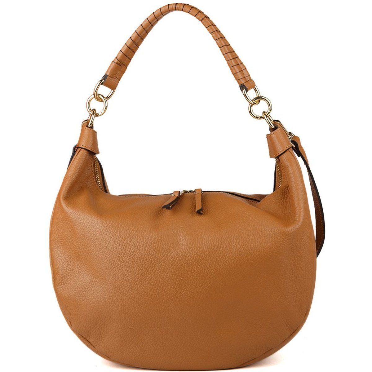 Hobo-Tasche mit geflochtenem Ledergriff
