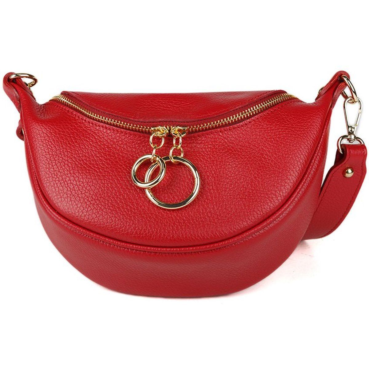 Leder-Schultertasche in Halbmond-Form