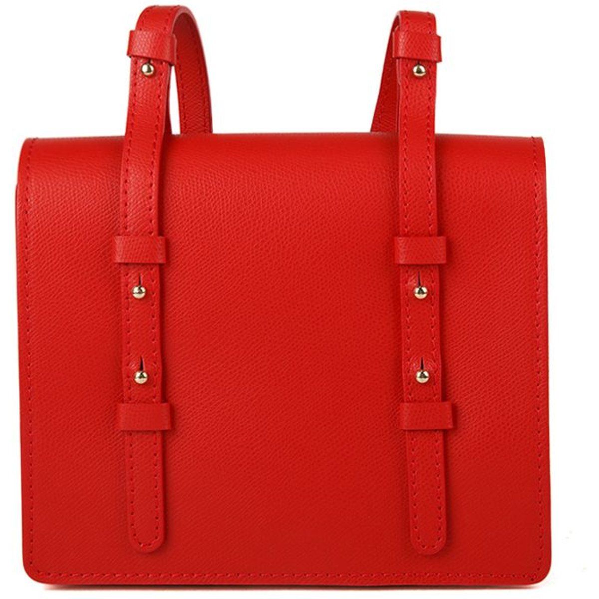 Strukturierte Leder-Satchel mit Nieten