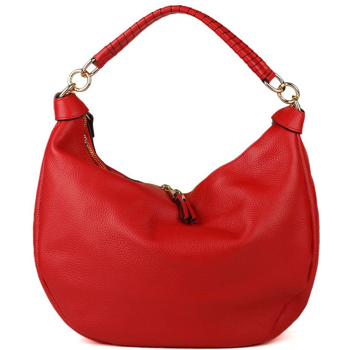 Strukturierte Hobo-Tasche aus Leder