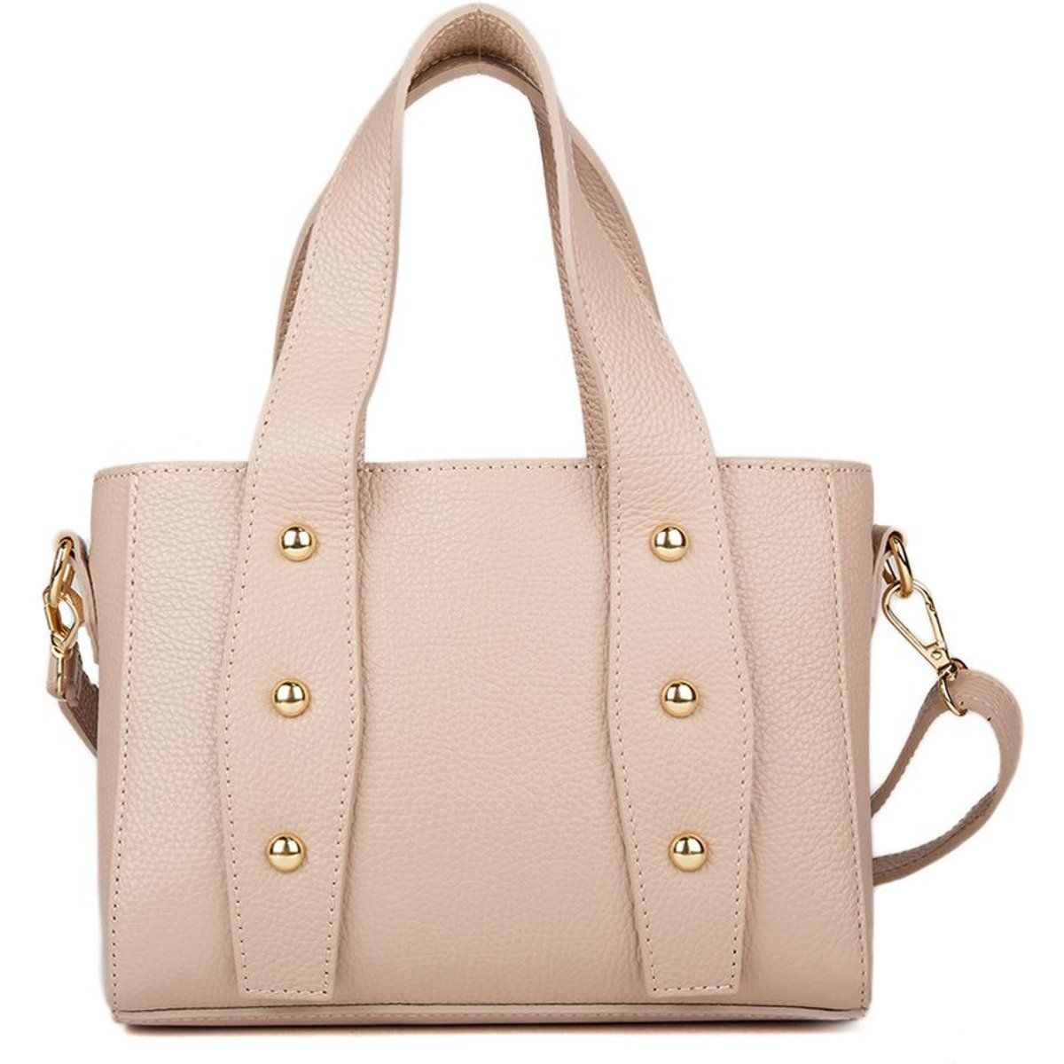 Henkeltasche aus Leder mit Nieten