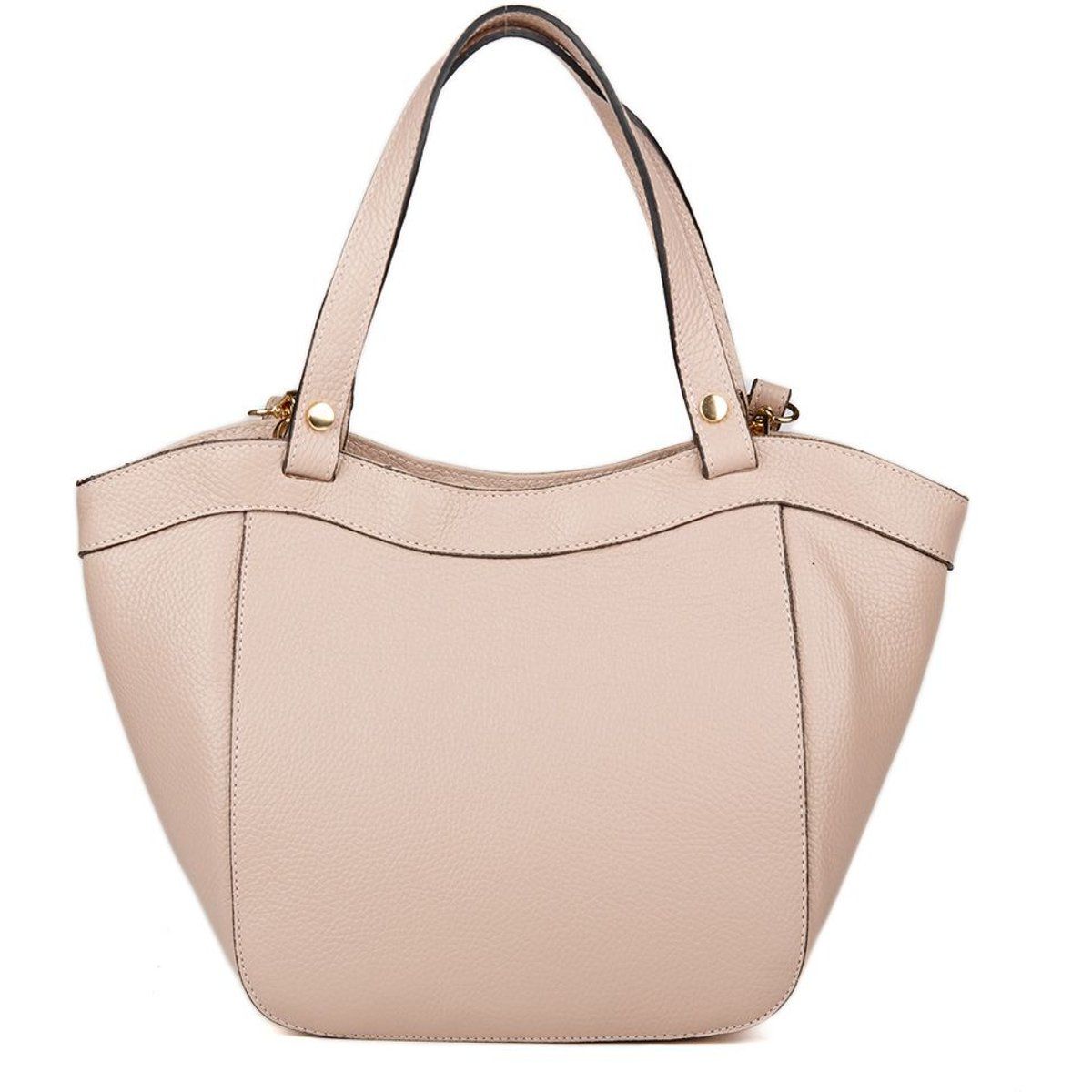 Genarbte Leder-Schultertasche mit Bogenkante