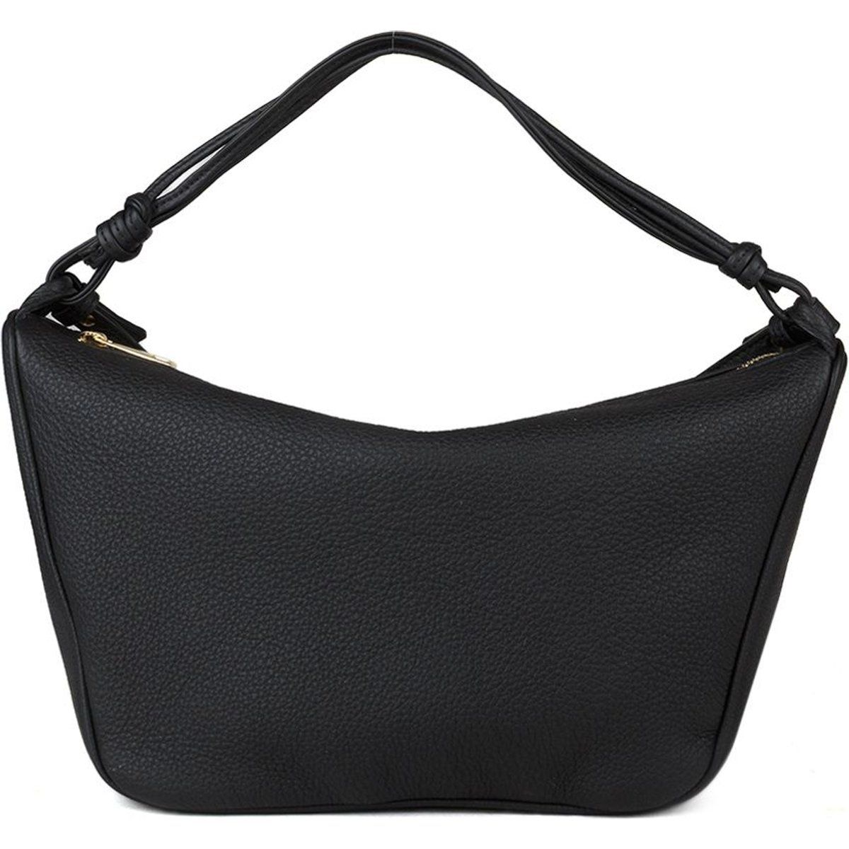 Strukturierte Leder-Schultertasche in Bogenform