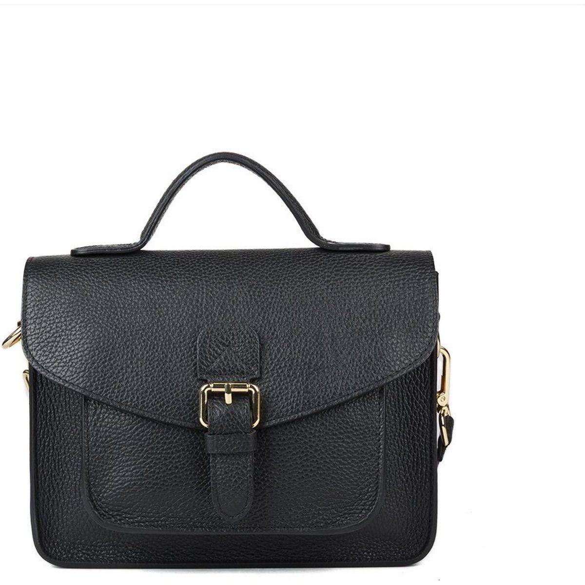 Genarbte Leder-Satteltasche mit Schnalle