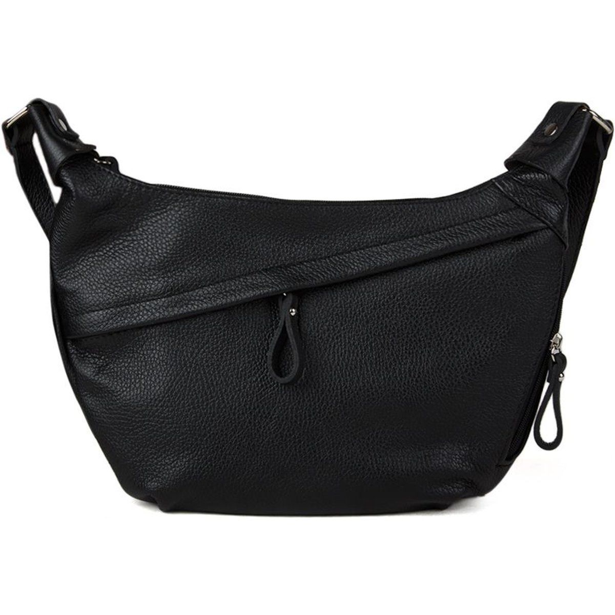 Halbmondförmige Schultertasche aus genarbtem Leder