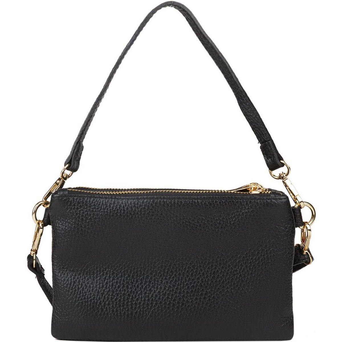 Genarbte Leder-Tasche mit Dreifach-Reißverschluss