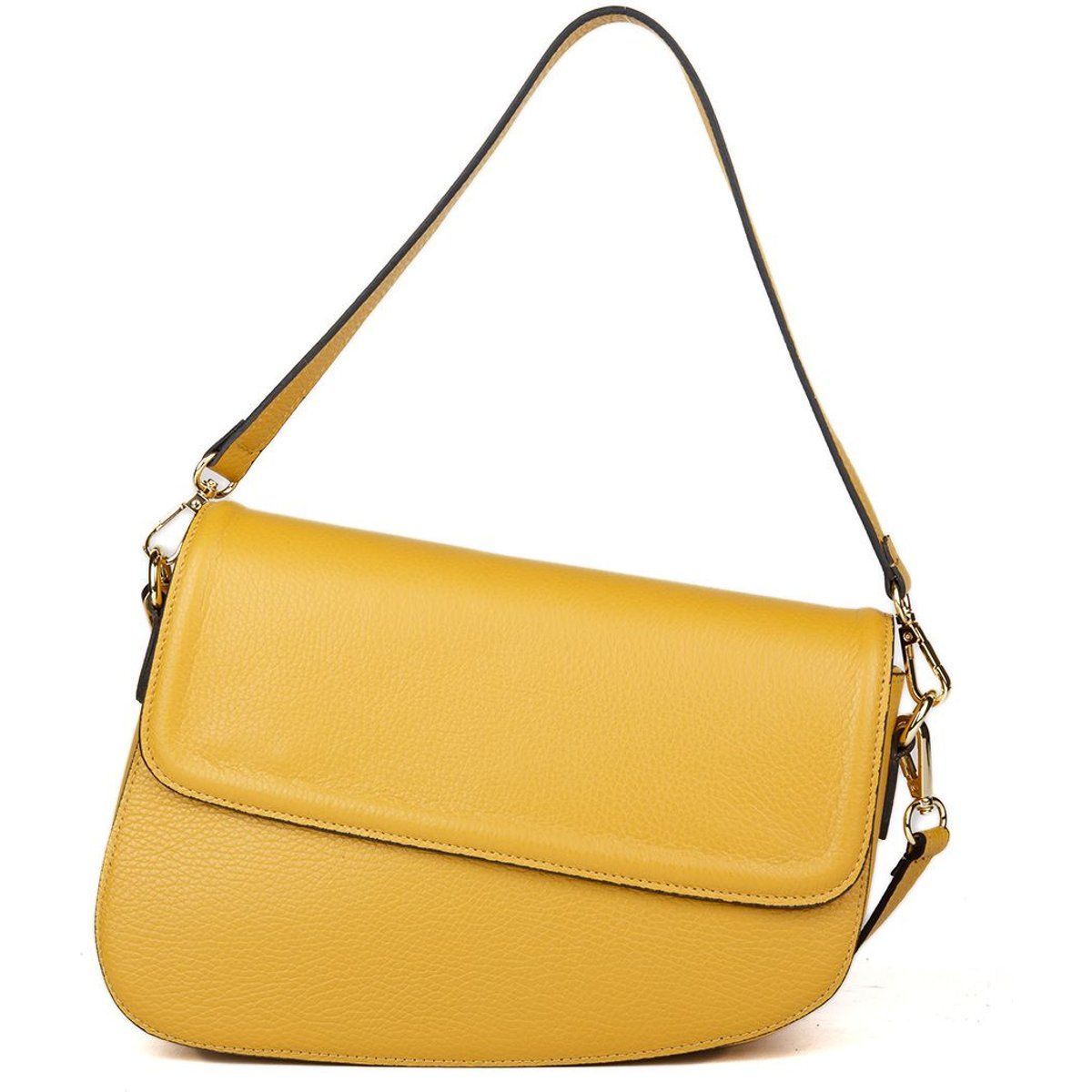 Asymmetrische Schultertasche aus genarbtem Leder