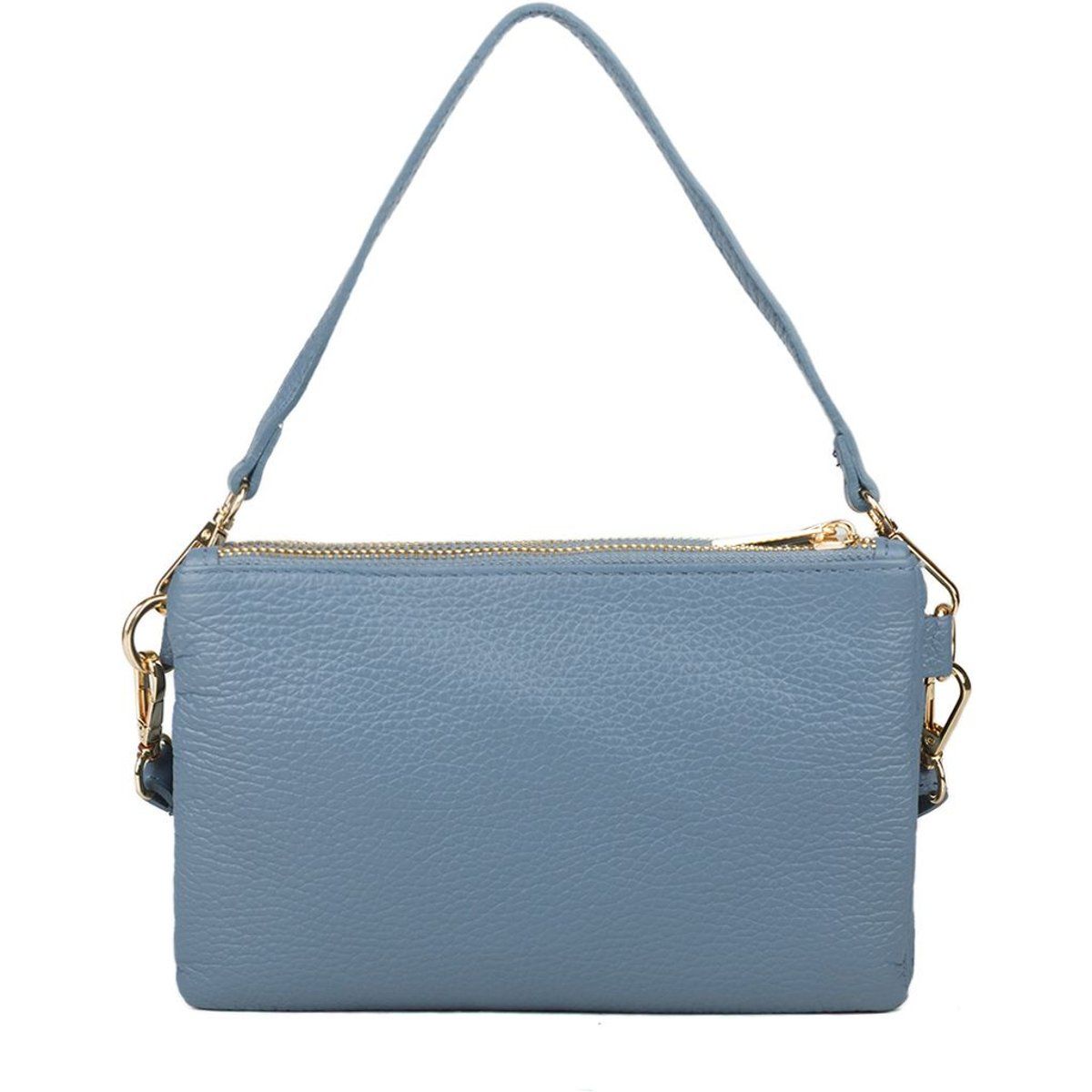 Leder-Schultertasche mit drei Fächern