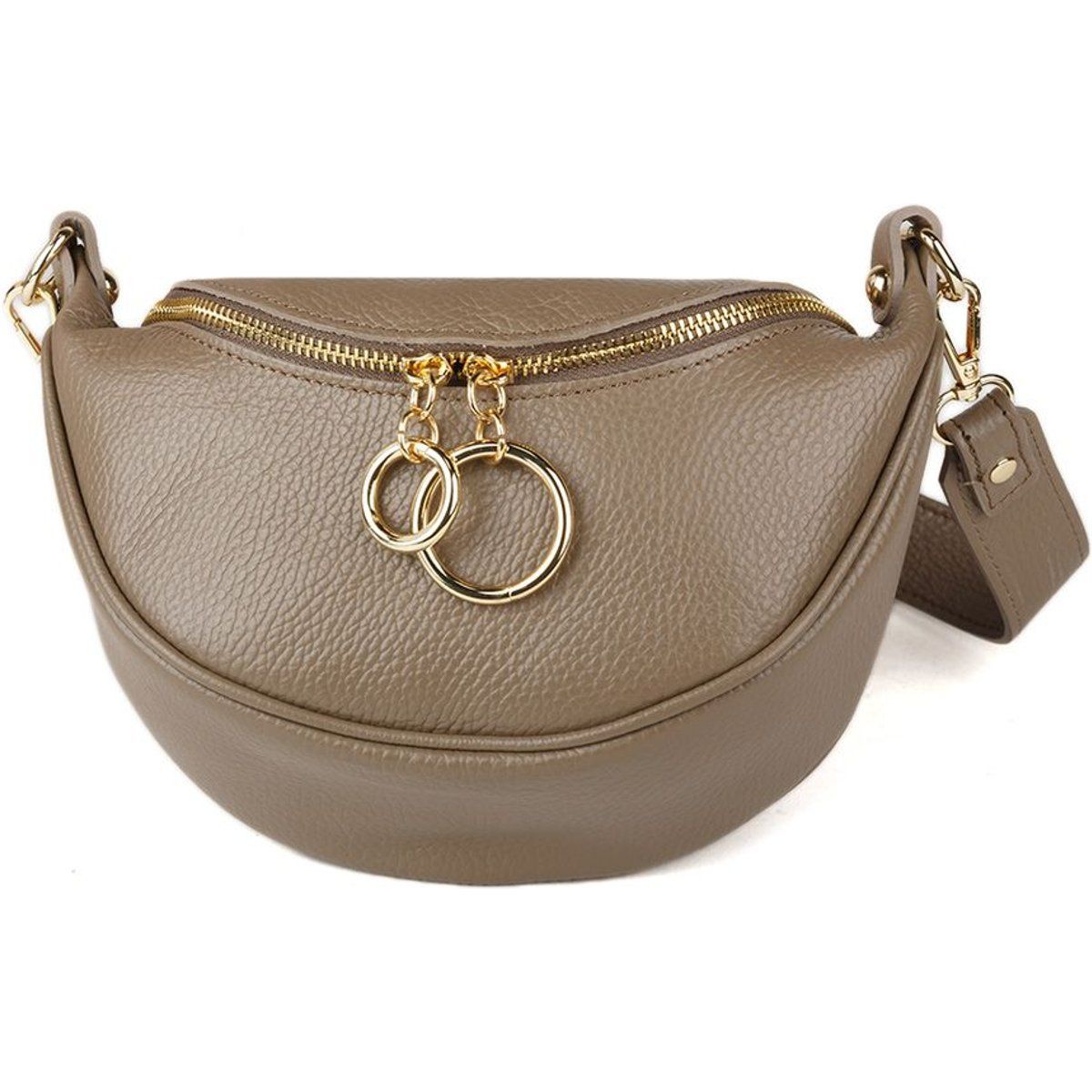 Halbmond-Tasche aus genarbtem Leder