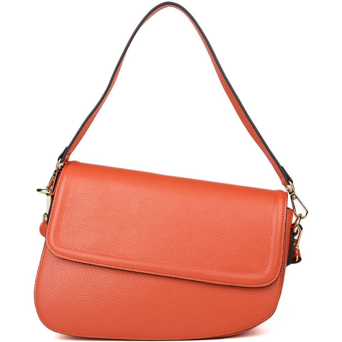 Asymmetrische Leder-Schultertasche mit Klappe