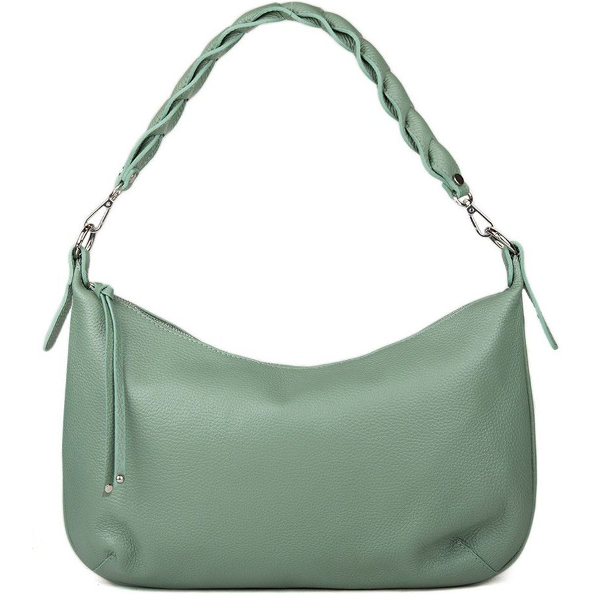 Schultertasche mit geflochtenem Henkel