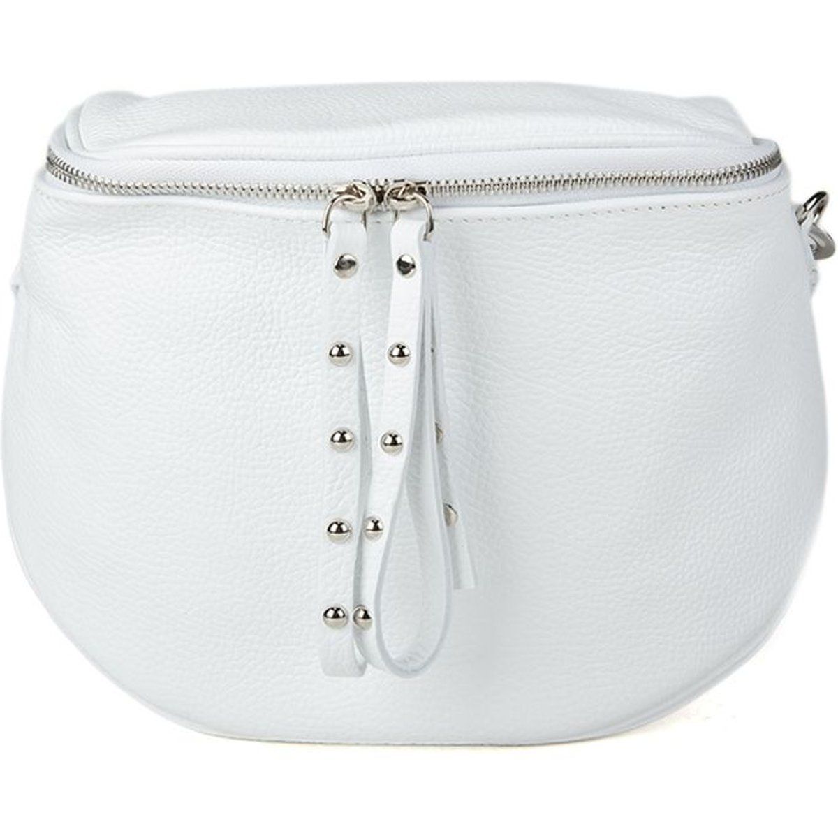 Genarbte Leder-Satteltasche mit Nieten
