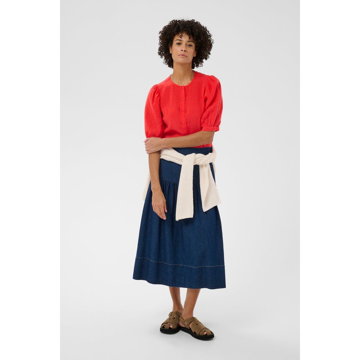 Strukturierte Bluse mit Puffärmeln