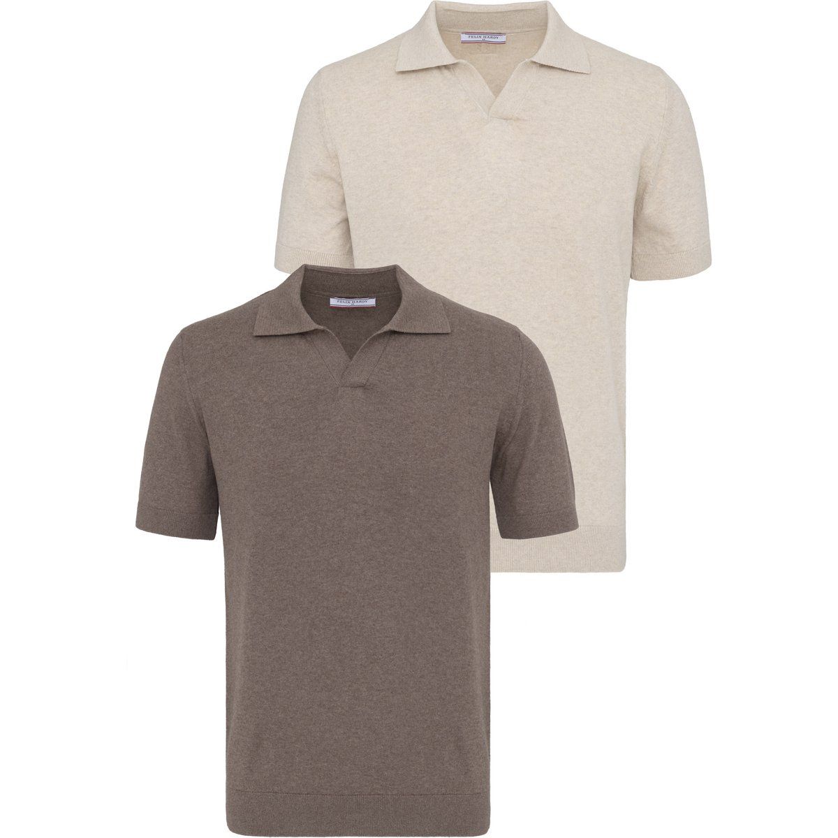 Kurzärmeliges Set aus Feinstrick-Poloshirts