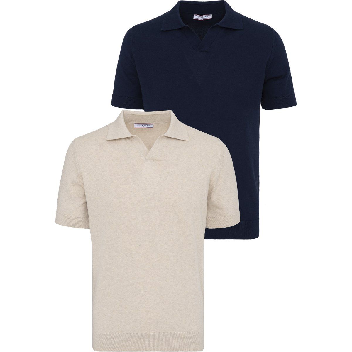 Strickpoloshirt-Set mit offenem Kragen
