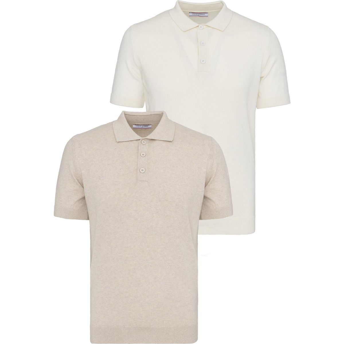 Kurzarm-Strickpoloshirts im Doppelpack