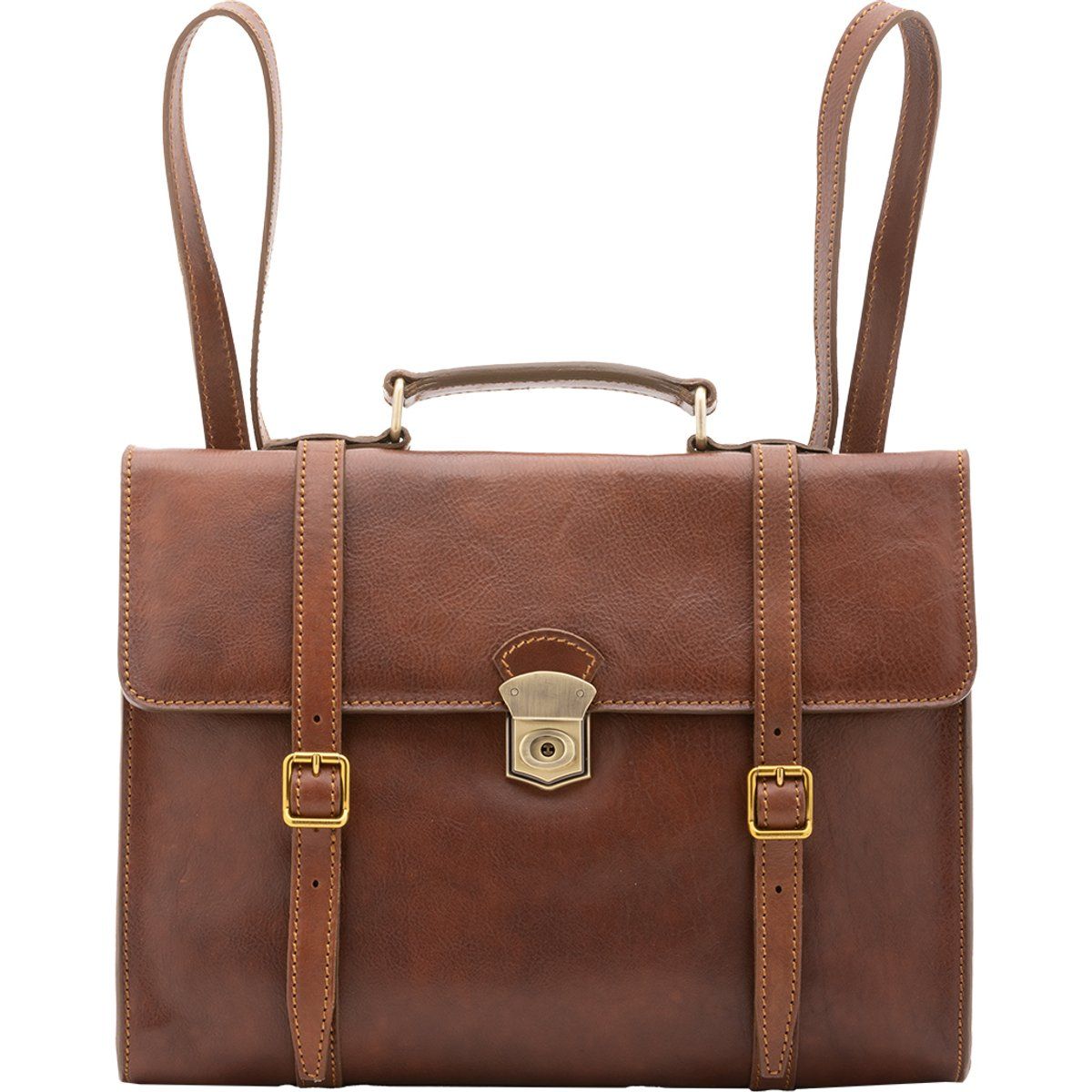 Klassischer Leder-Satchel-Rucksack