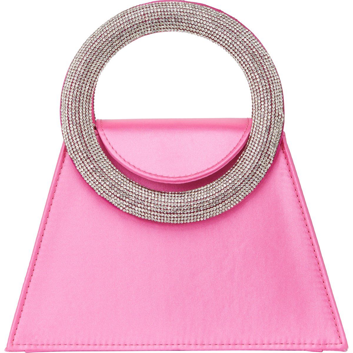 Satin-Abendtasche mit funkelndem Ringgriff