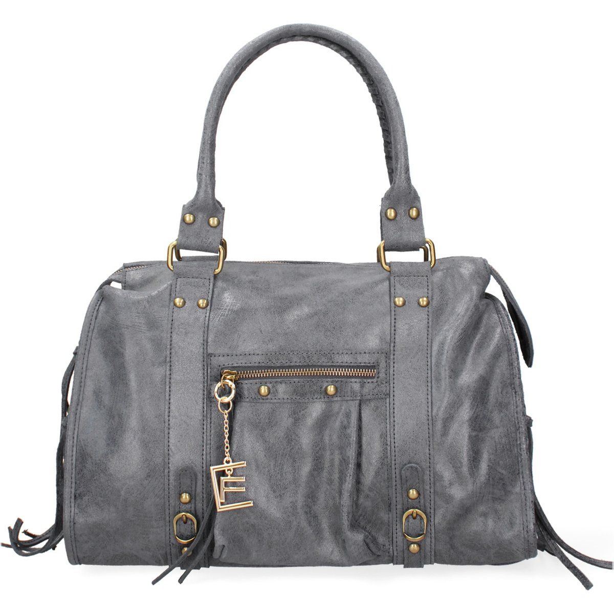 Strukturierte Ledertasche im Vintage-Look