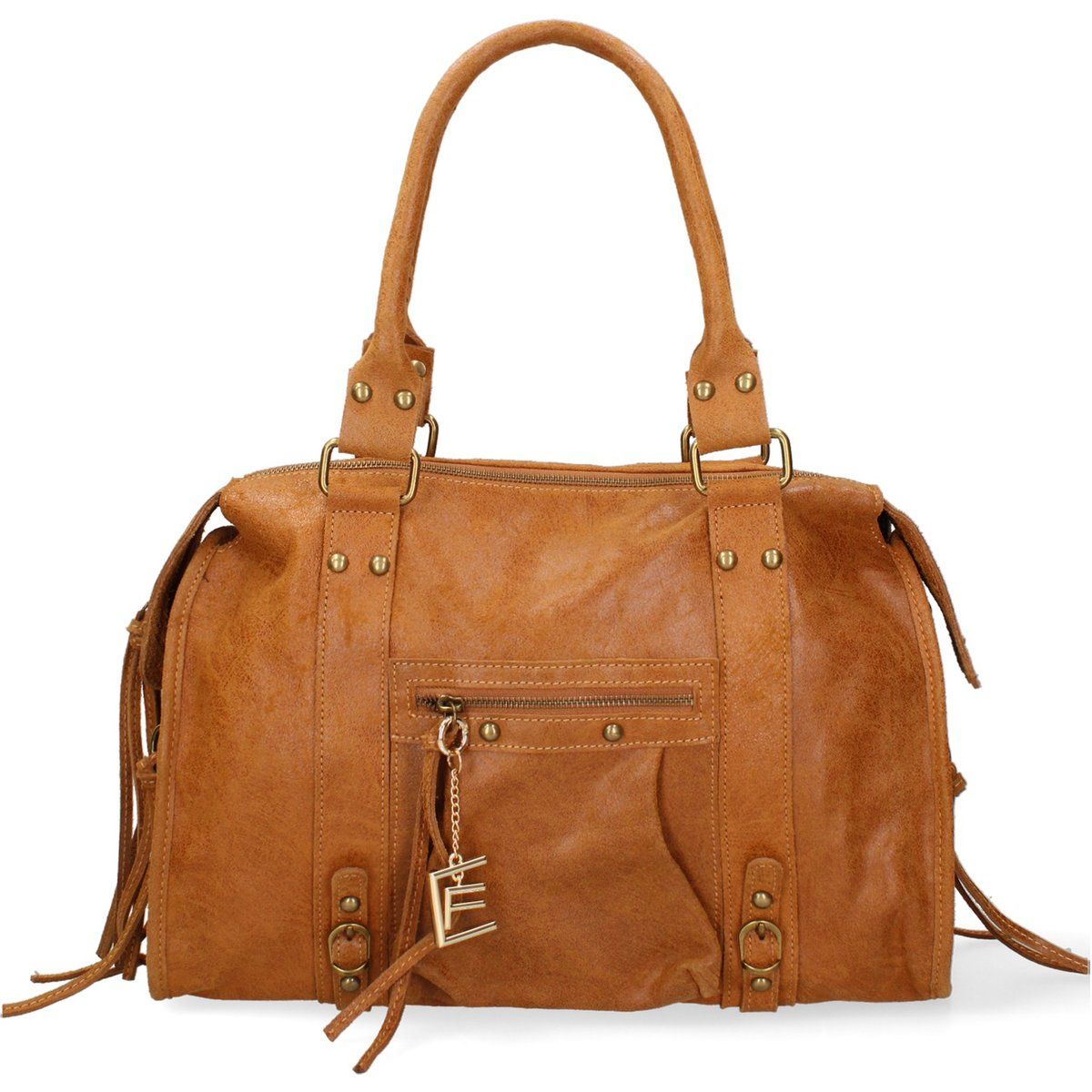 Besetzte Leder-Shopper mit Fransen