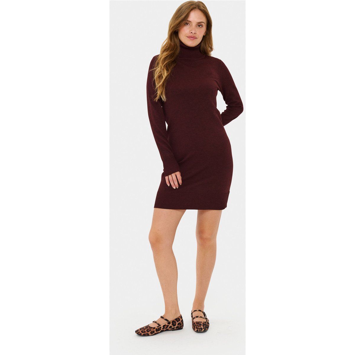 Rollkragen-Strickkleid in Mini-Länge
