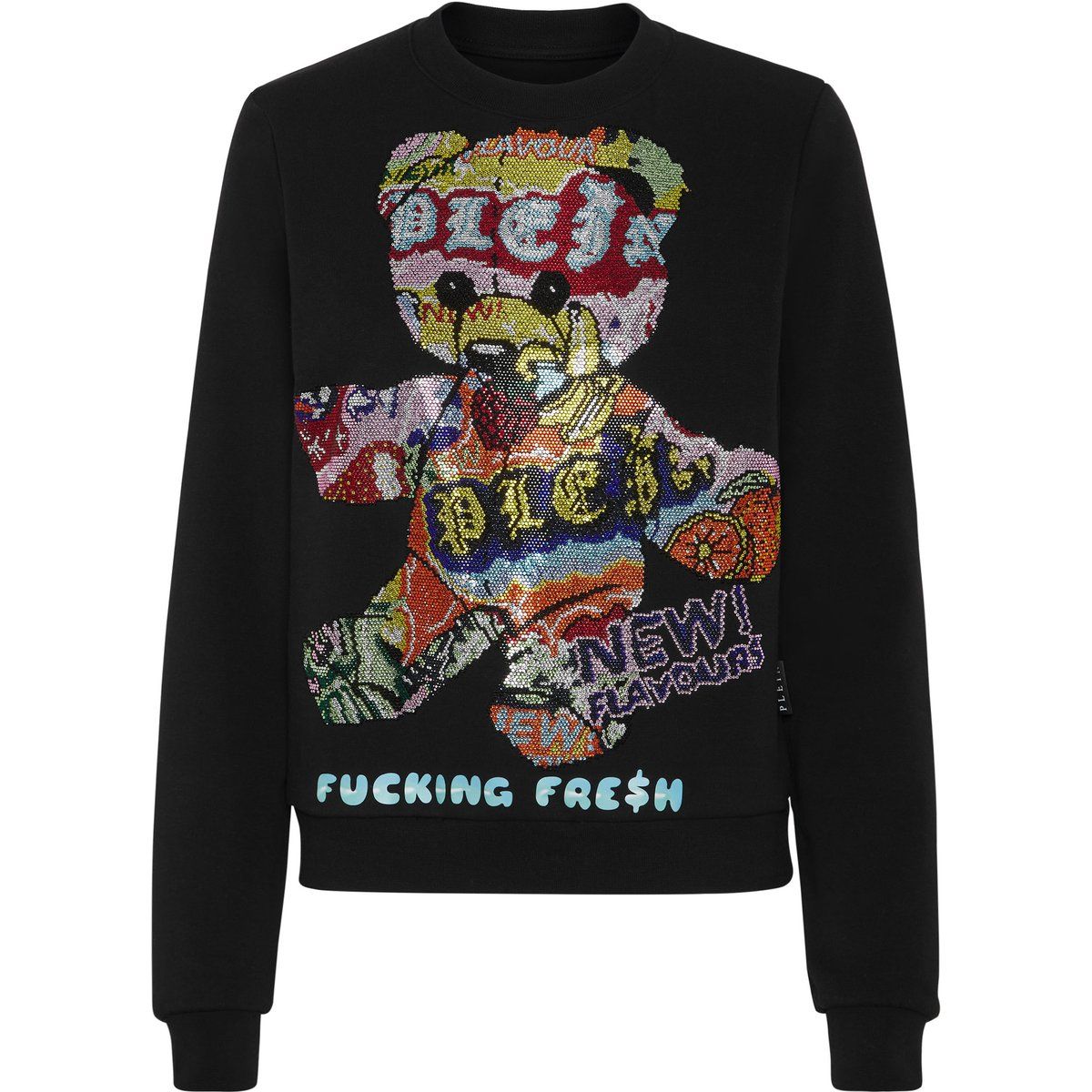 Fleece-Sweatshirt mit Strass-Teddybär