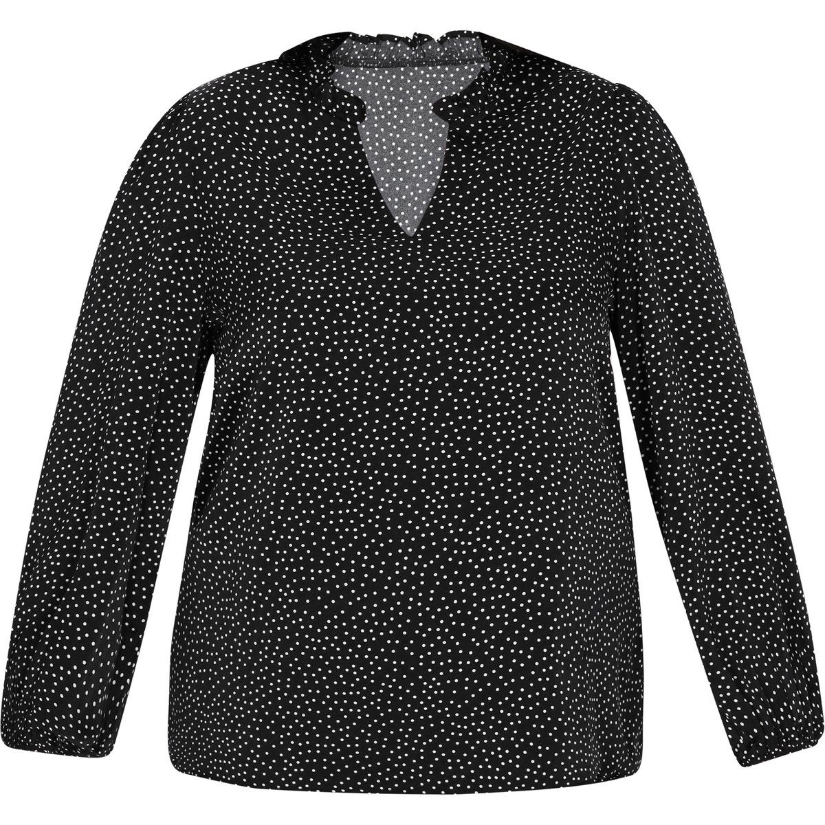 Punktemuster-Bluse mit gekerbtem Ausschnitt