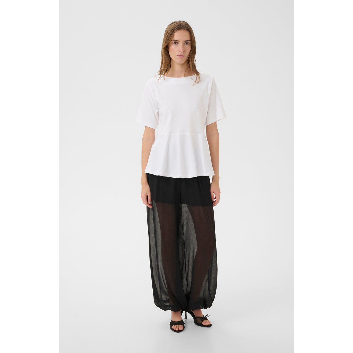 Strukturiertes Peplum T-Shirt