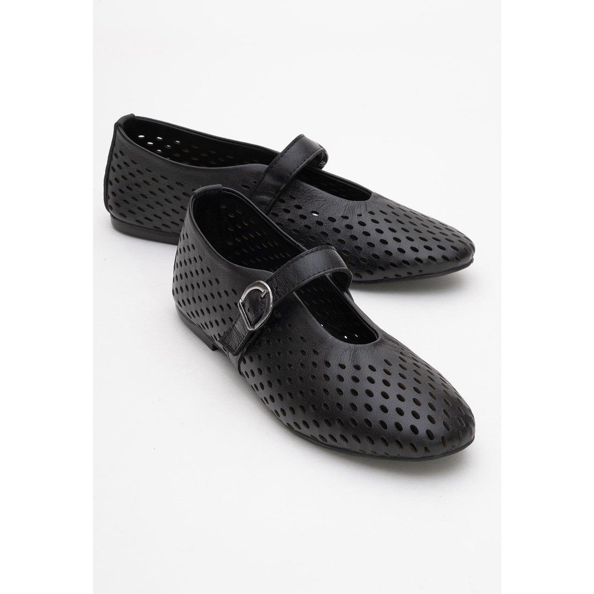 Perforierte Leder Mary Jane Ballerinas