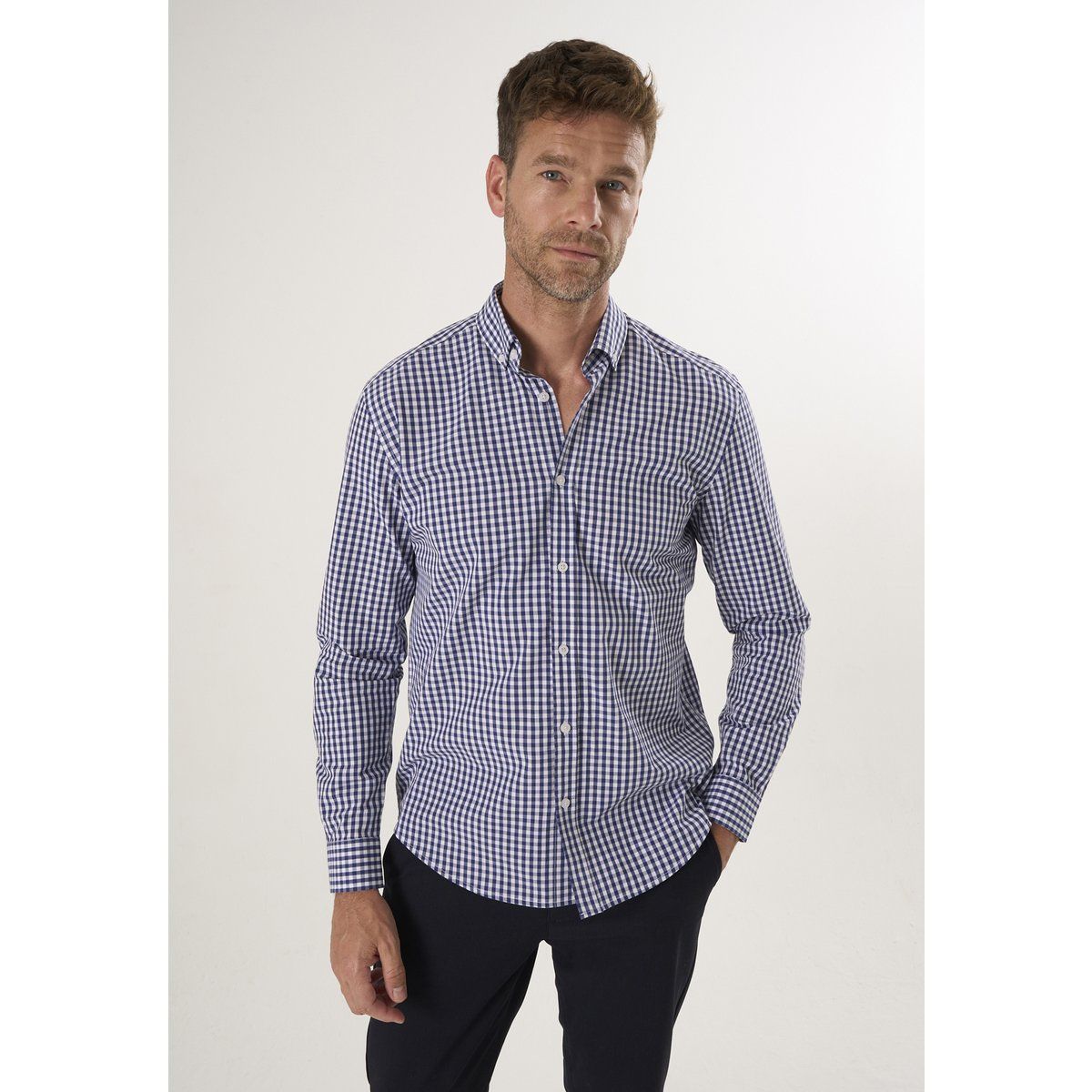 Klassisches Gingham-Hemd mit Button-Down-Kragen