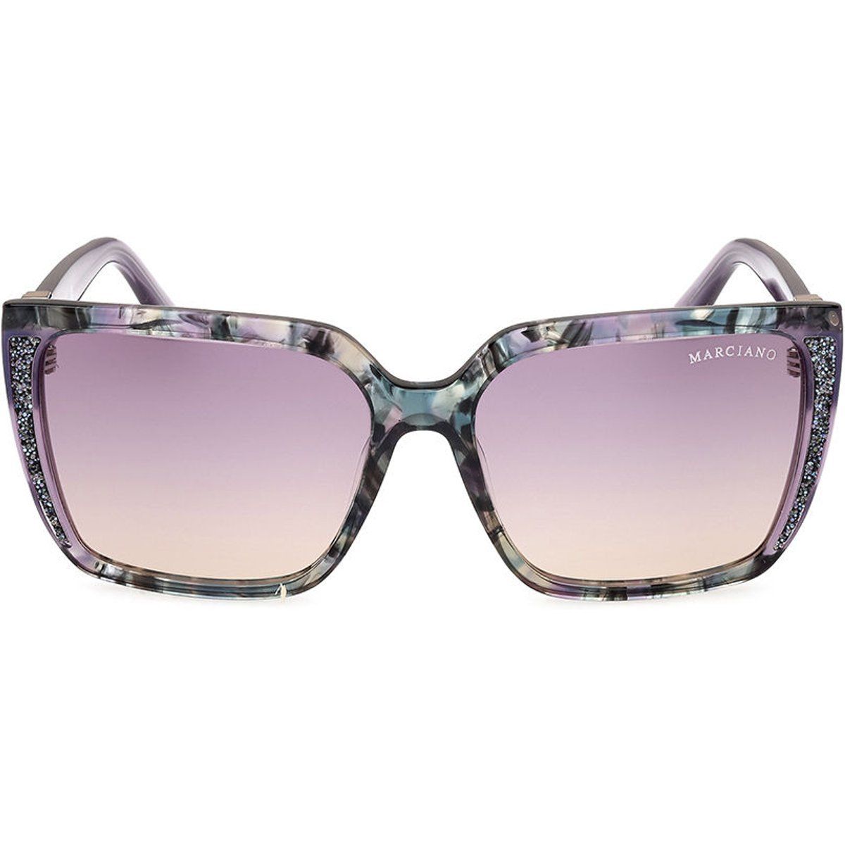 Marmorierte Verlaufs-Sonnenbrille mit Kristallverzierung