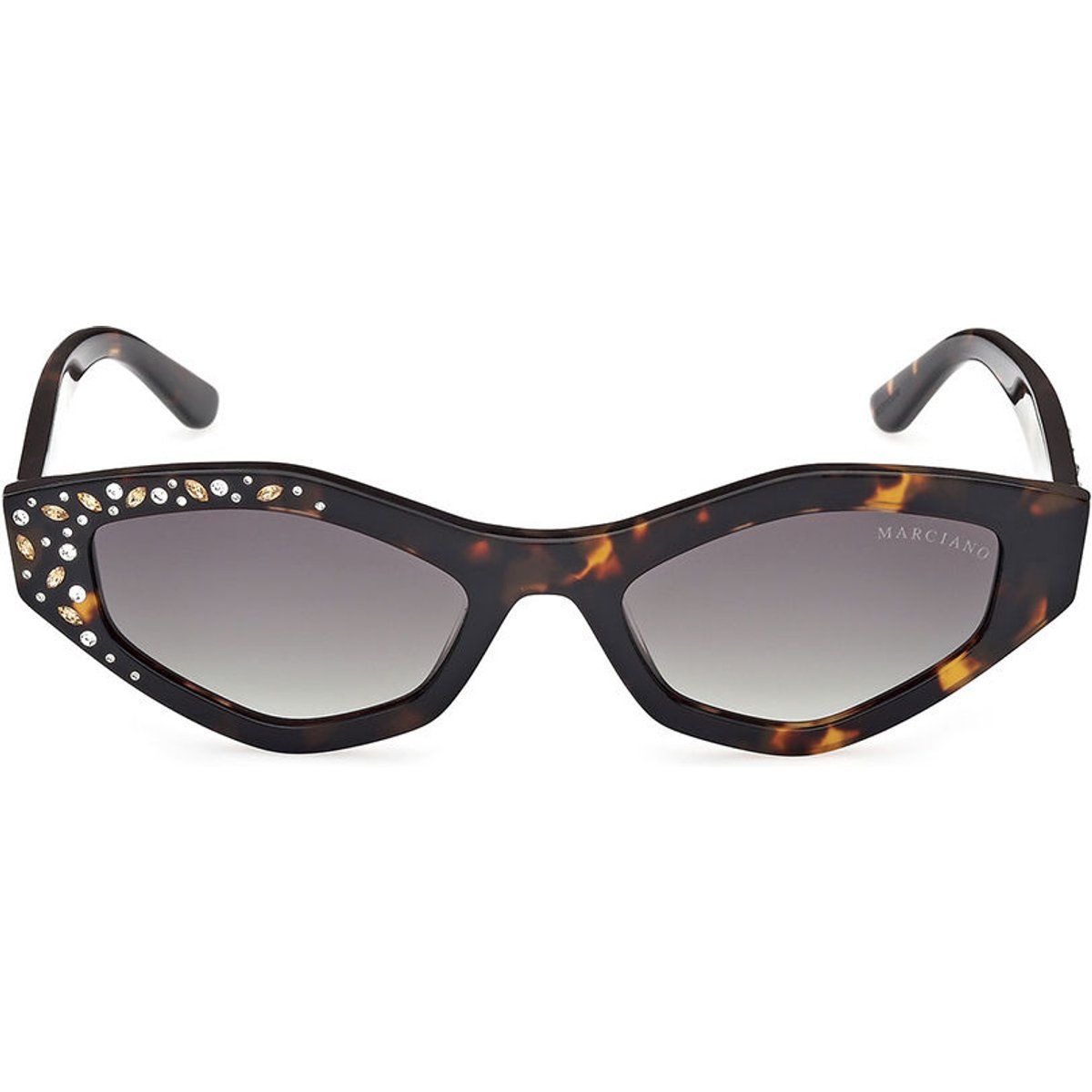 Geometrische Cat-Eye-Sonnenbrille mit Kristallbesatz