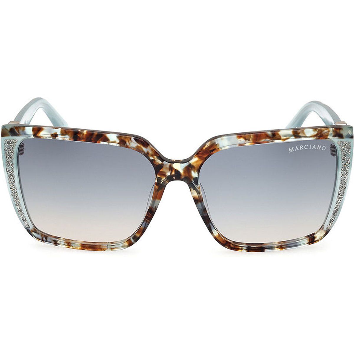 Verzierte Eckige Sonnenbrille mit Schildpatt-Muster