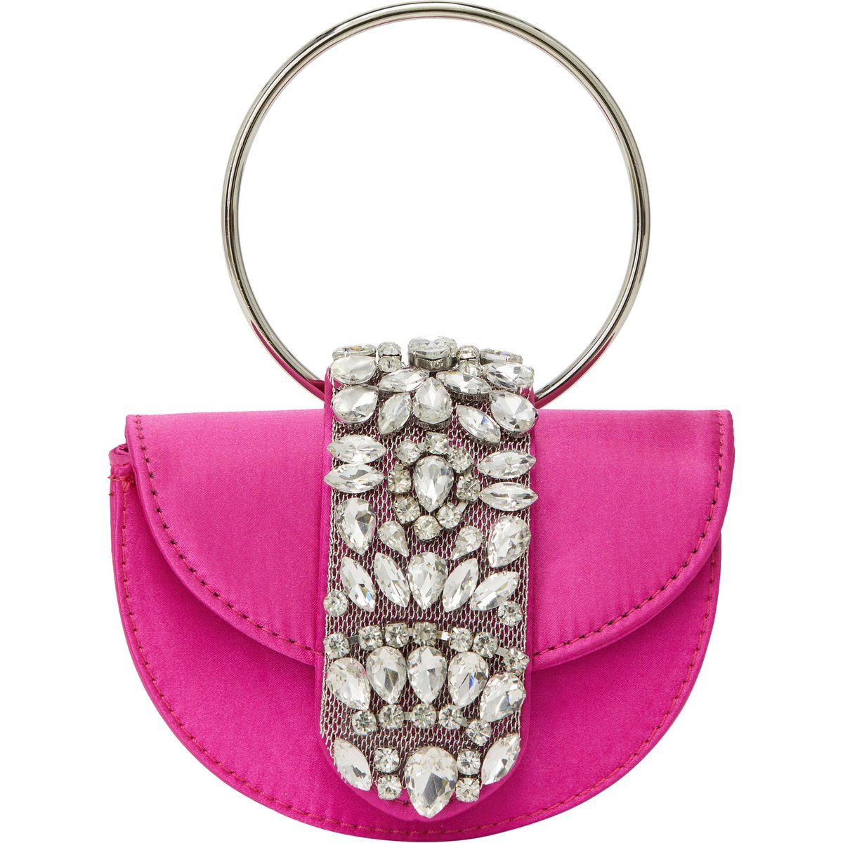 Verzierte Satin-Handtasche in Halbmondform