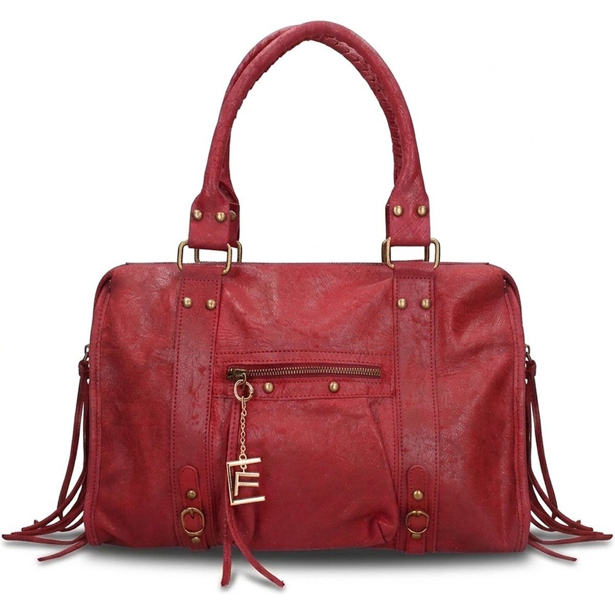 Bowlingtasche aus Leder mit Fransen