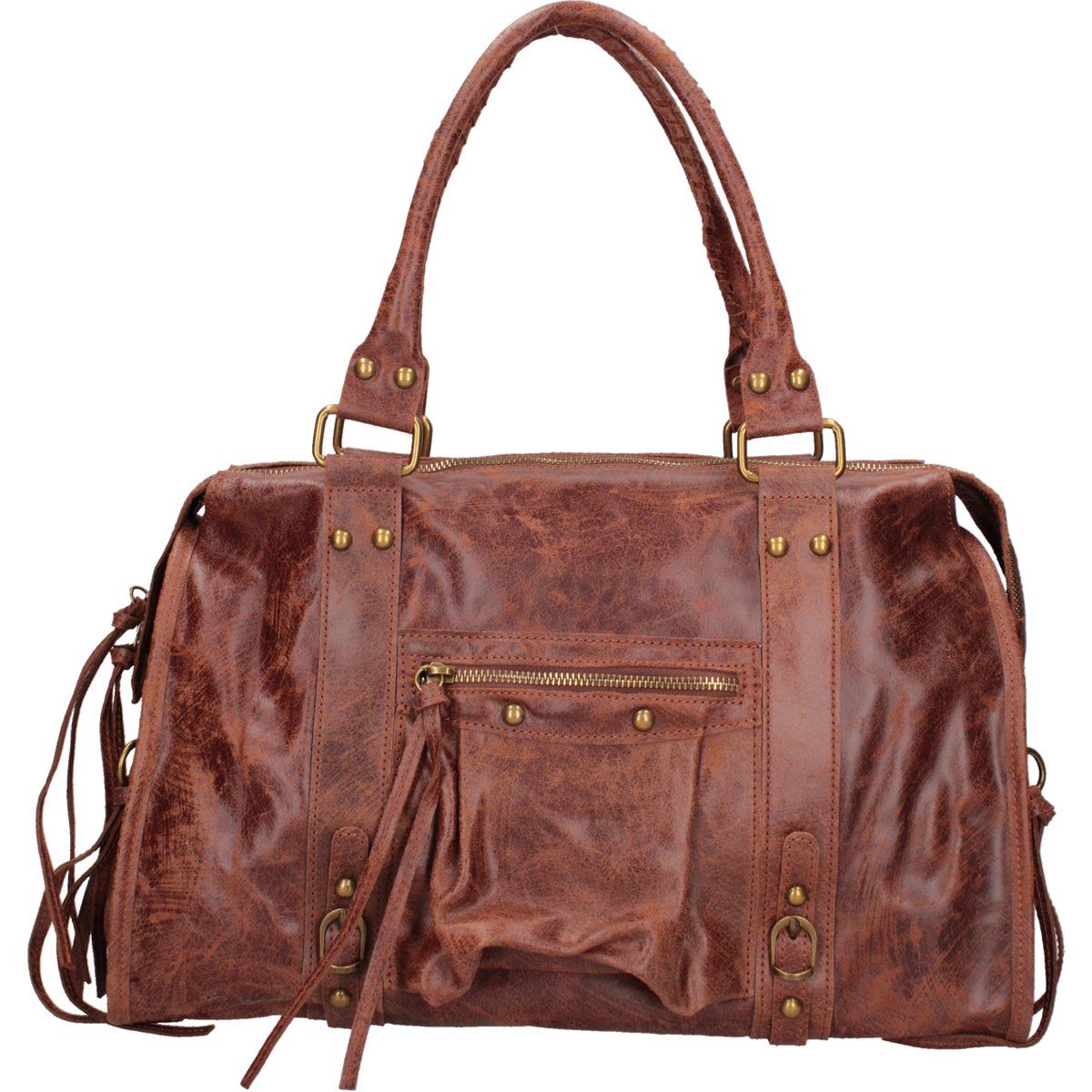 Leder-Schultertasche im Vintage-Stil