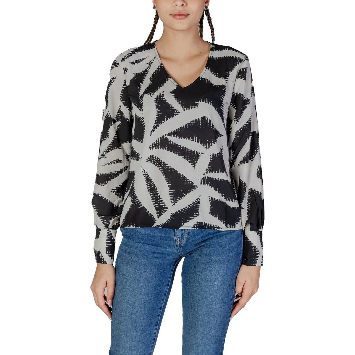 Bluse mit grafischem Abstrakt-Print