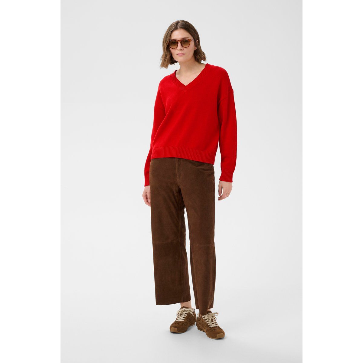 Lockerer Strickpullover mit V-Ausschnitt