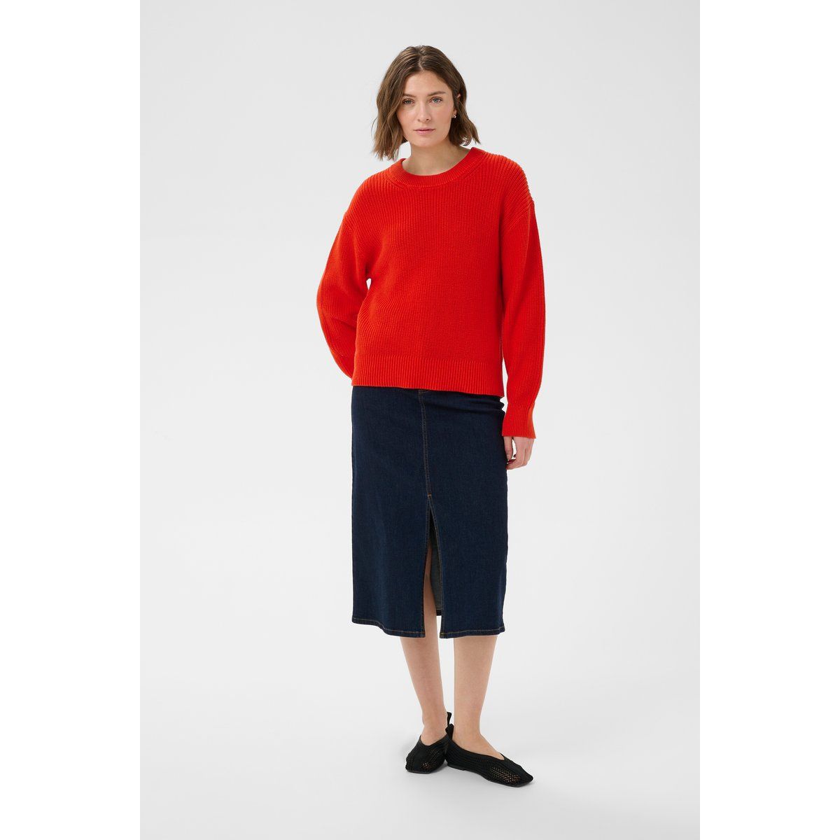 Strukturierter Strickpullover in Baggy-Passform