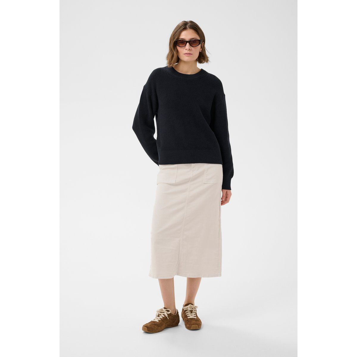 Strukturierter Strickpullover mit Rundhalsausschnitt