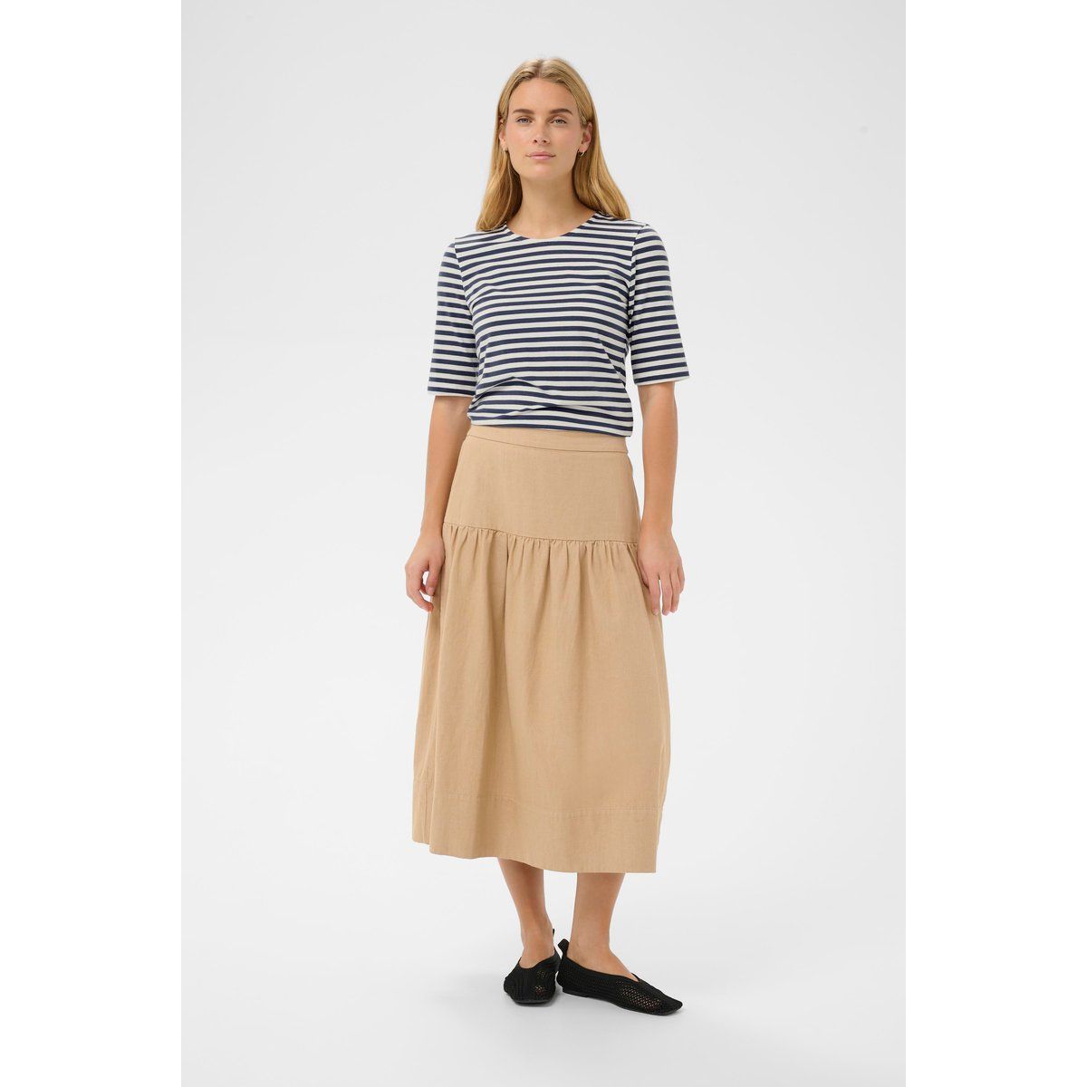 Gestreiftes Jersey-T-Shirt mit Halbarm