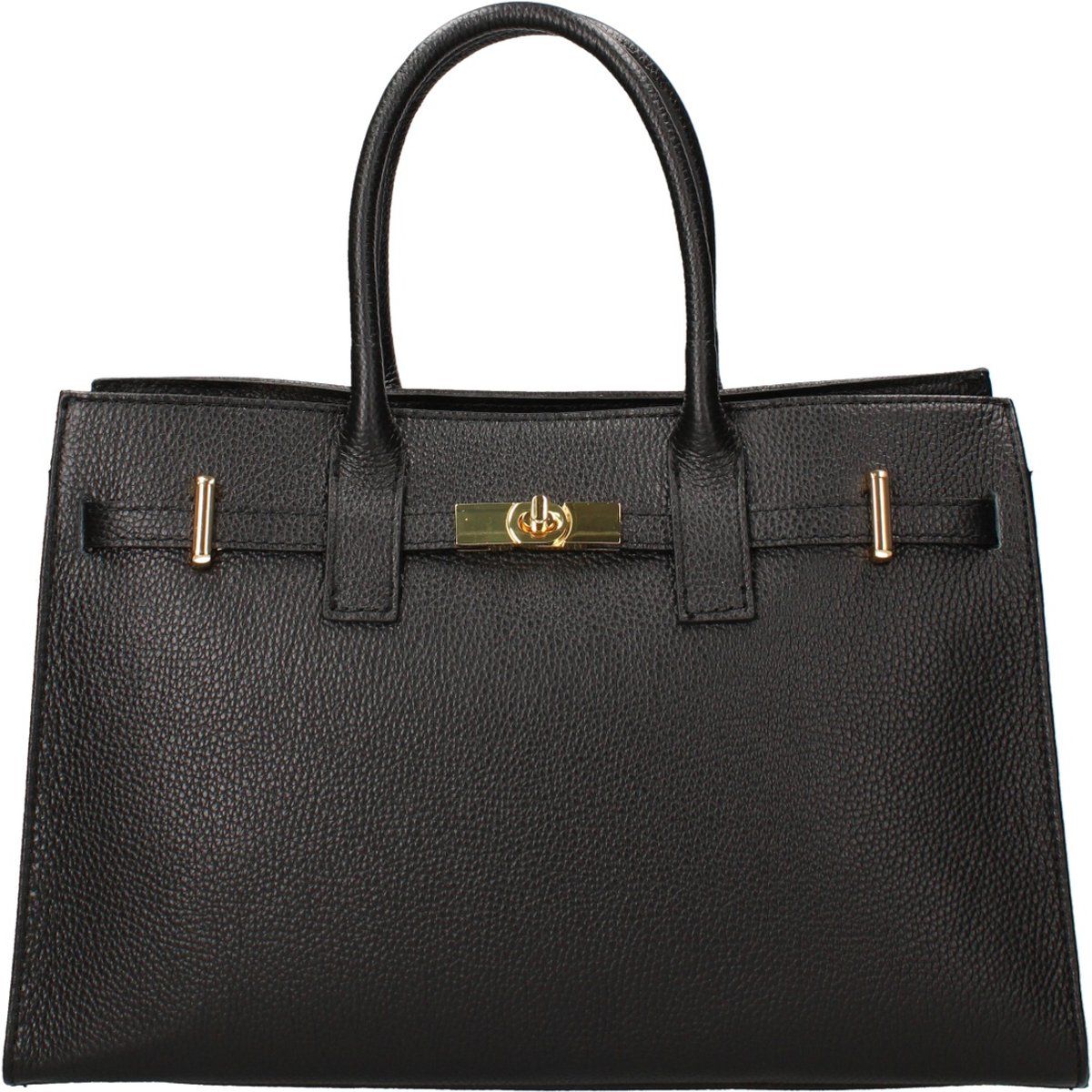 Klassische Lederhandtasche mit Drehverschluss
