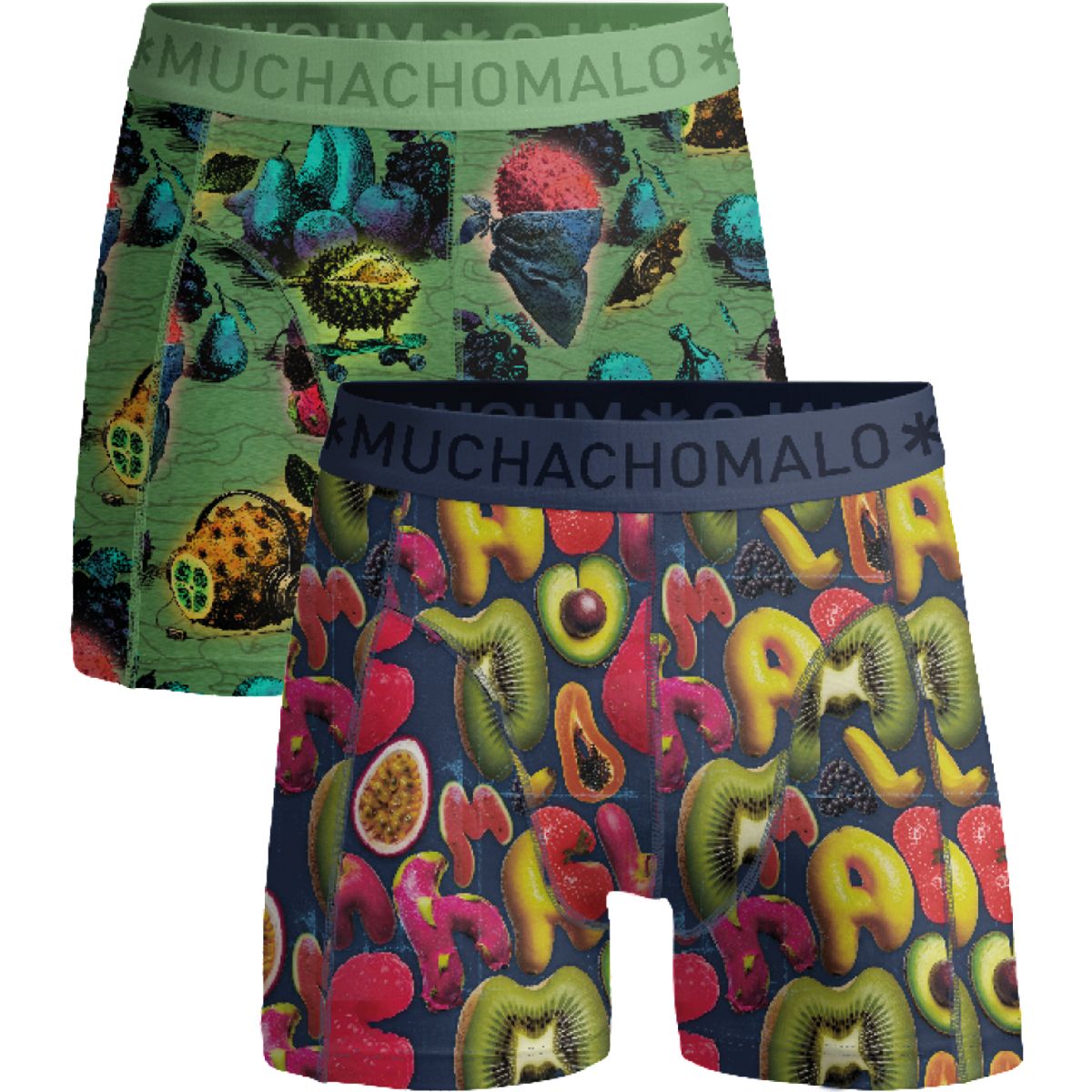 Baumwoll-Boxershorts mit Früchte-Illustrationen