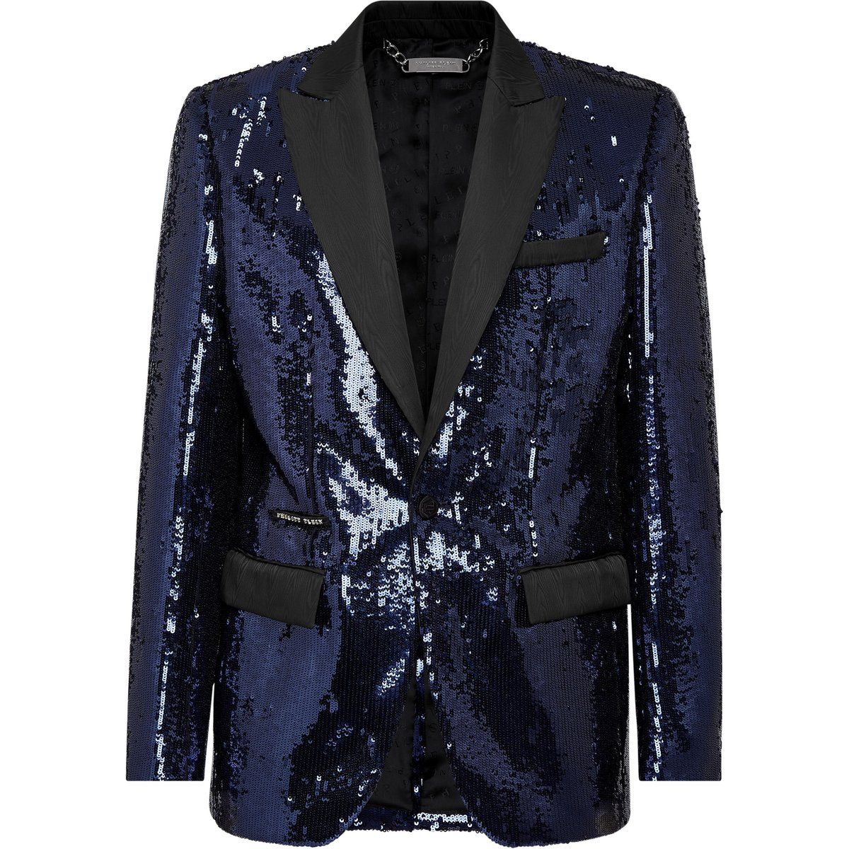 Schmaler Blazer mit Pailletten-Besatz